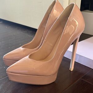 Madden Girl Nude Pink Patent Pointed-Toe Platform Pumps